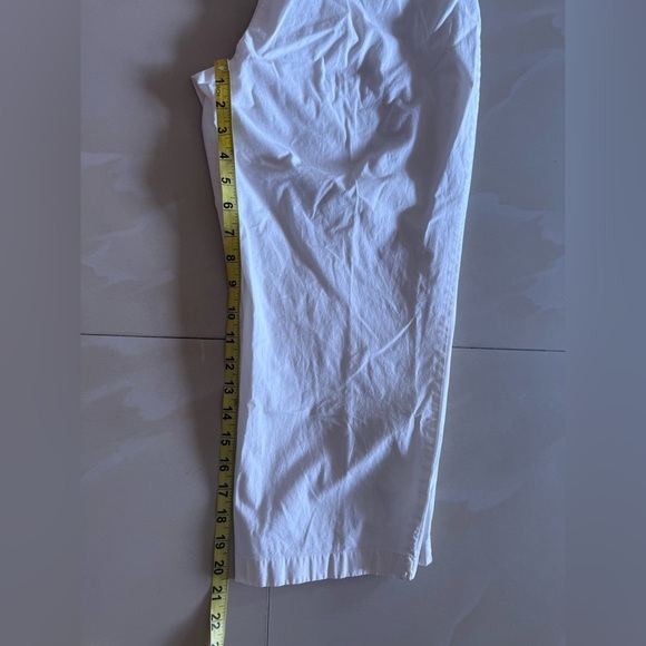 EILEEN FISHER Pants Cotton Stretch Twill Wide Cropped Side Zip White Size M - Picture 13 of 16
